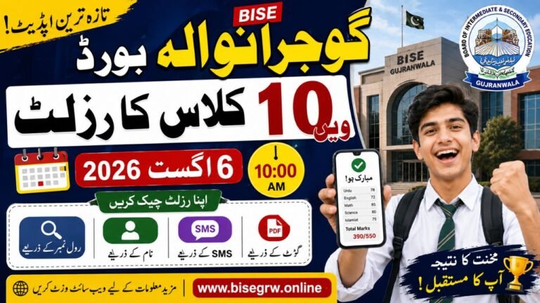 BISE Gujranwala Board 10th Class Result 2026