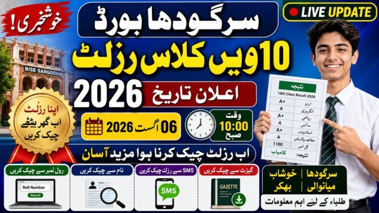 BISE Sargodha Board 10th Class Result 2026