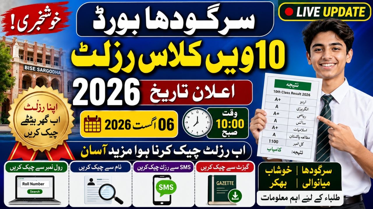 BISE Sargodha Board 10th Class Result 2026
